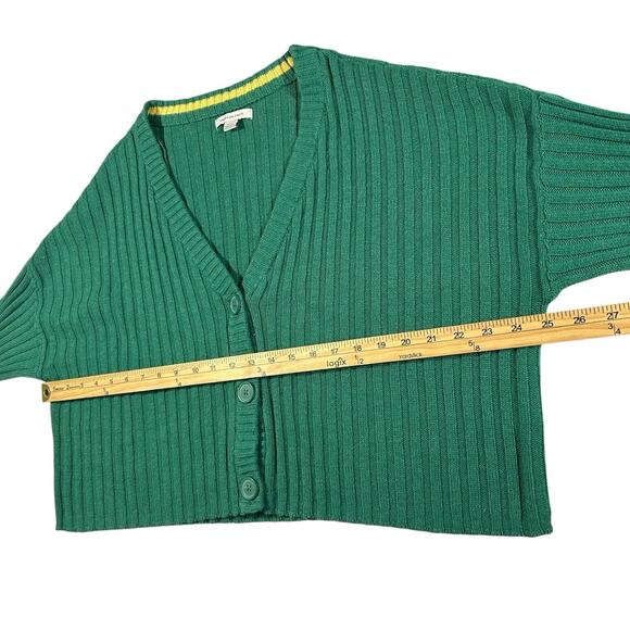 AMERICAN EAGLE Womens Sz XL Green Boxy Cropped Knit Ribbed Cardigan Sweater - Picture 15 of 16
